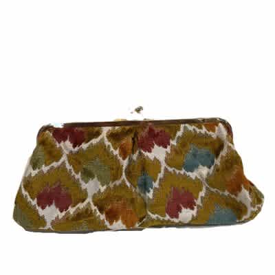 KATE  CHENILLE CLUTCH GREEN/BLUE/BURG AND ROSE