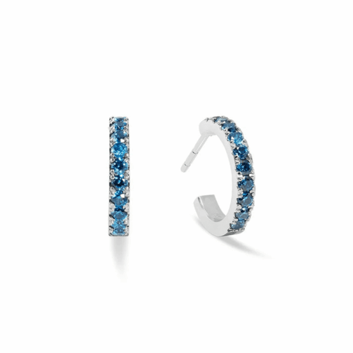 SM HOOP EARRINGS BLUE CRYSTALS SILVER