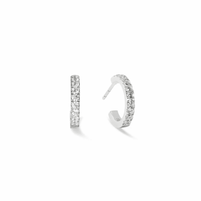 SM HOOP EARRINGS CLEAR CRYSTALS SILVER