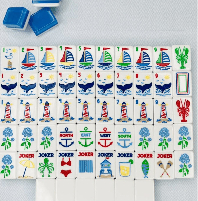 NANTUCKET MAHJONG TILE SET SEASIDE BLUE TILES ONLY